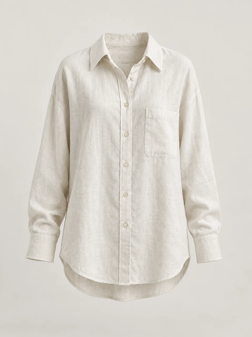 Camisa Ampla Linho, cor branco, vista frontal