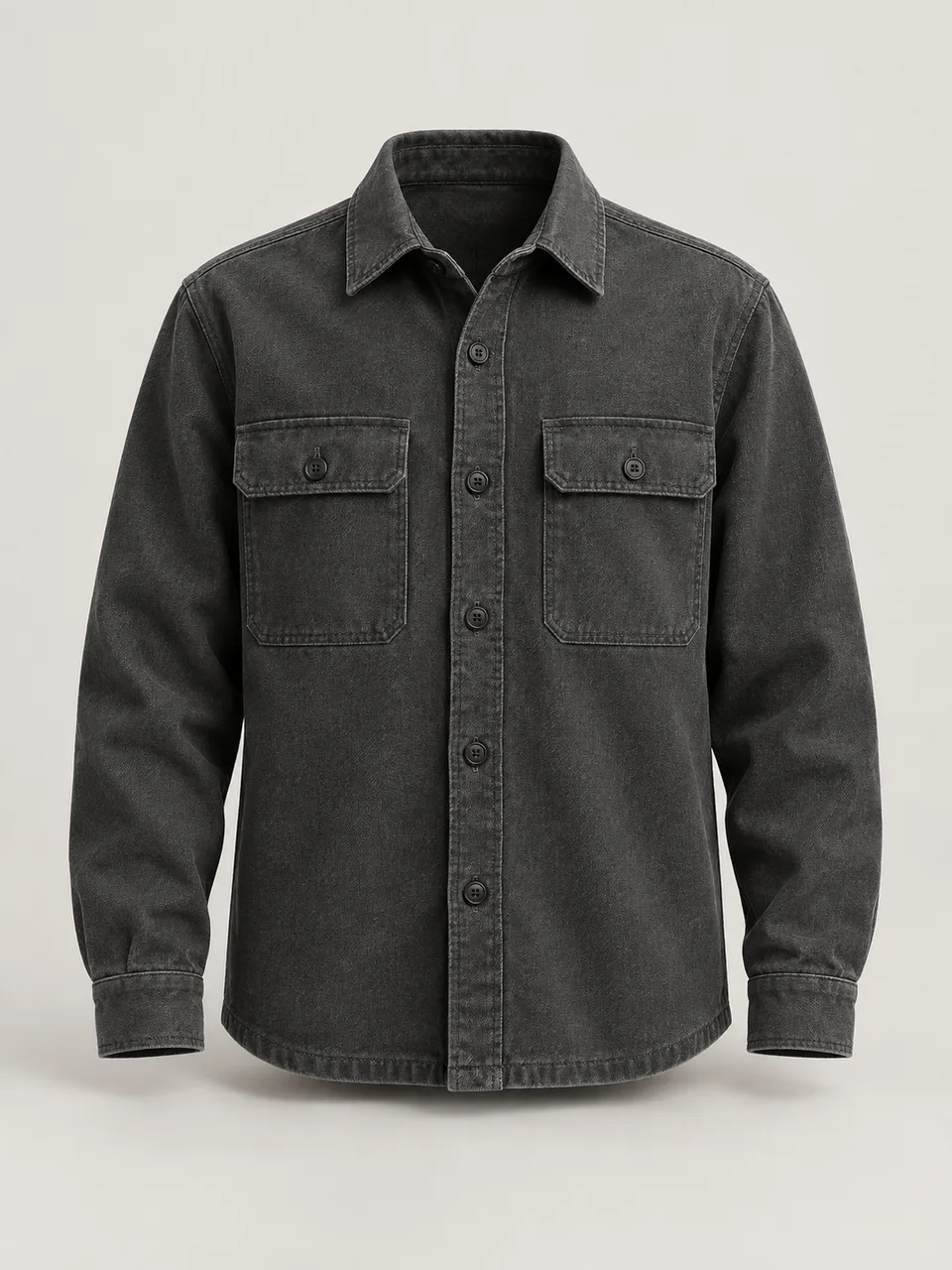 Overshirt Textura, cor carvão, vista frontal