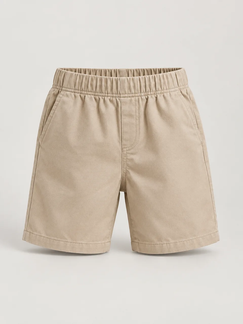 Short Mini Sol, cor areia, vista frontal