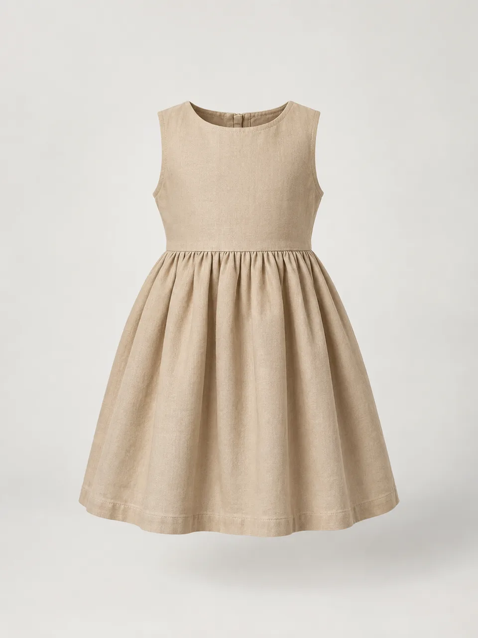 Vestido Mini Brisa, cor areia, vista frontal